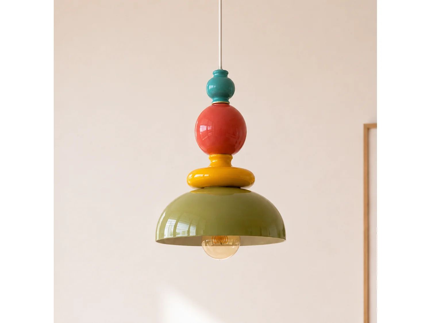 Sospensione in ceramica multicolore D23,3 cm - Pili