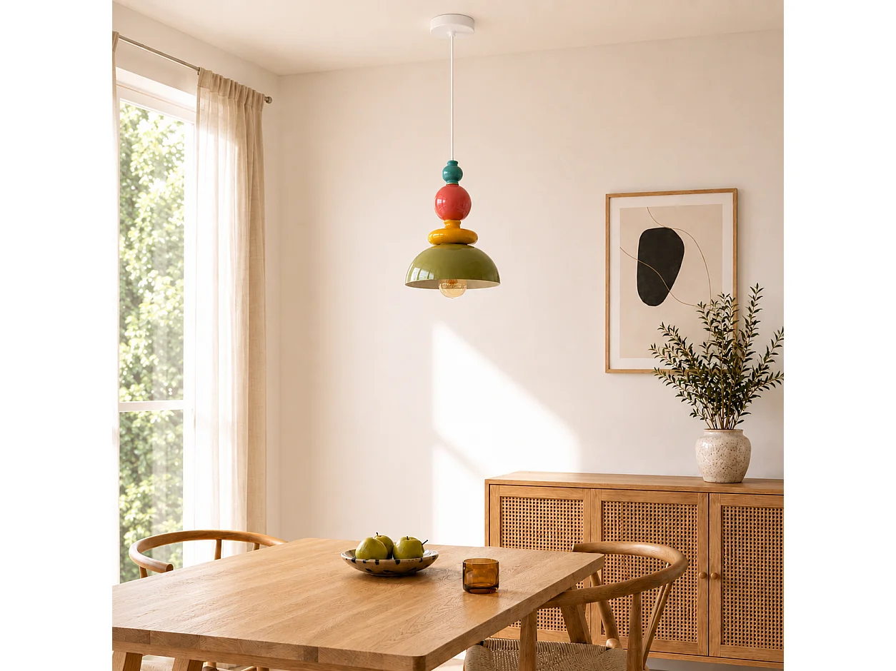 Suspension en céramique multicolore D23,3 cm - Pili