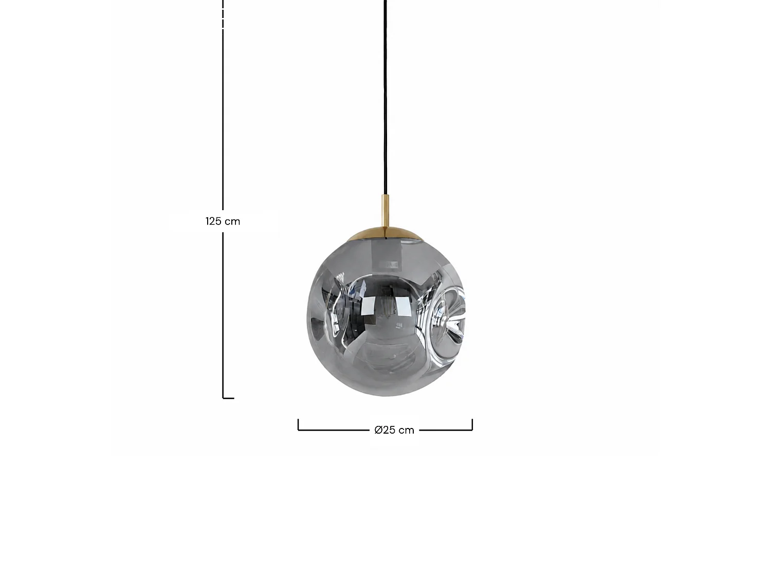 Suspension chrome en verre D25 cm - Brume
