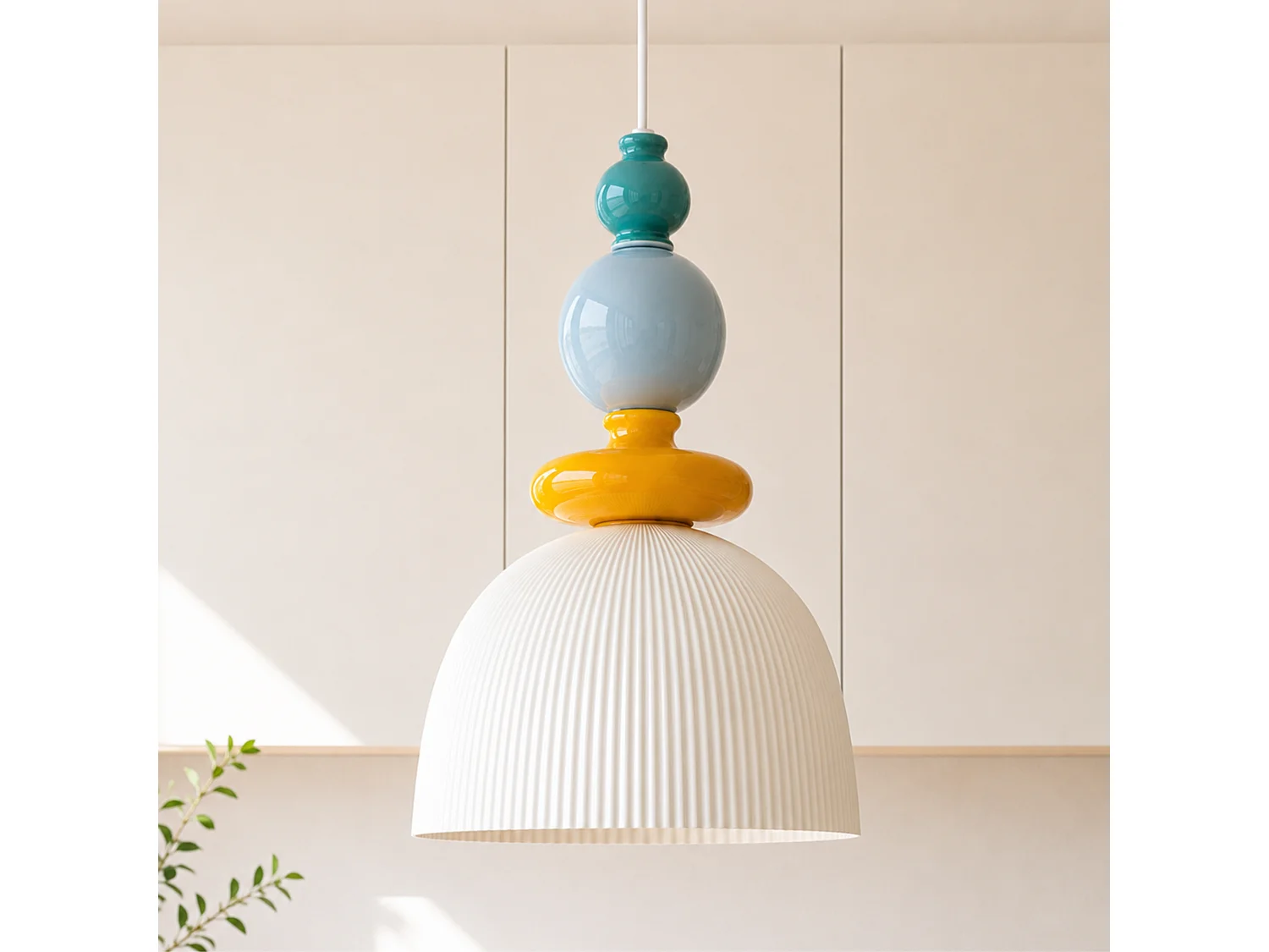 Sospensione in ceramica multicolore D24,2 cm - Pili
