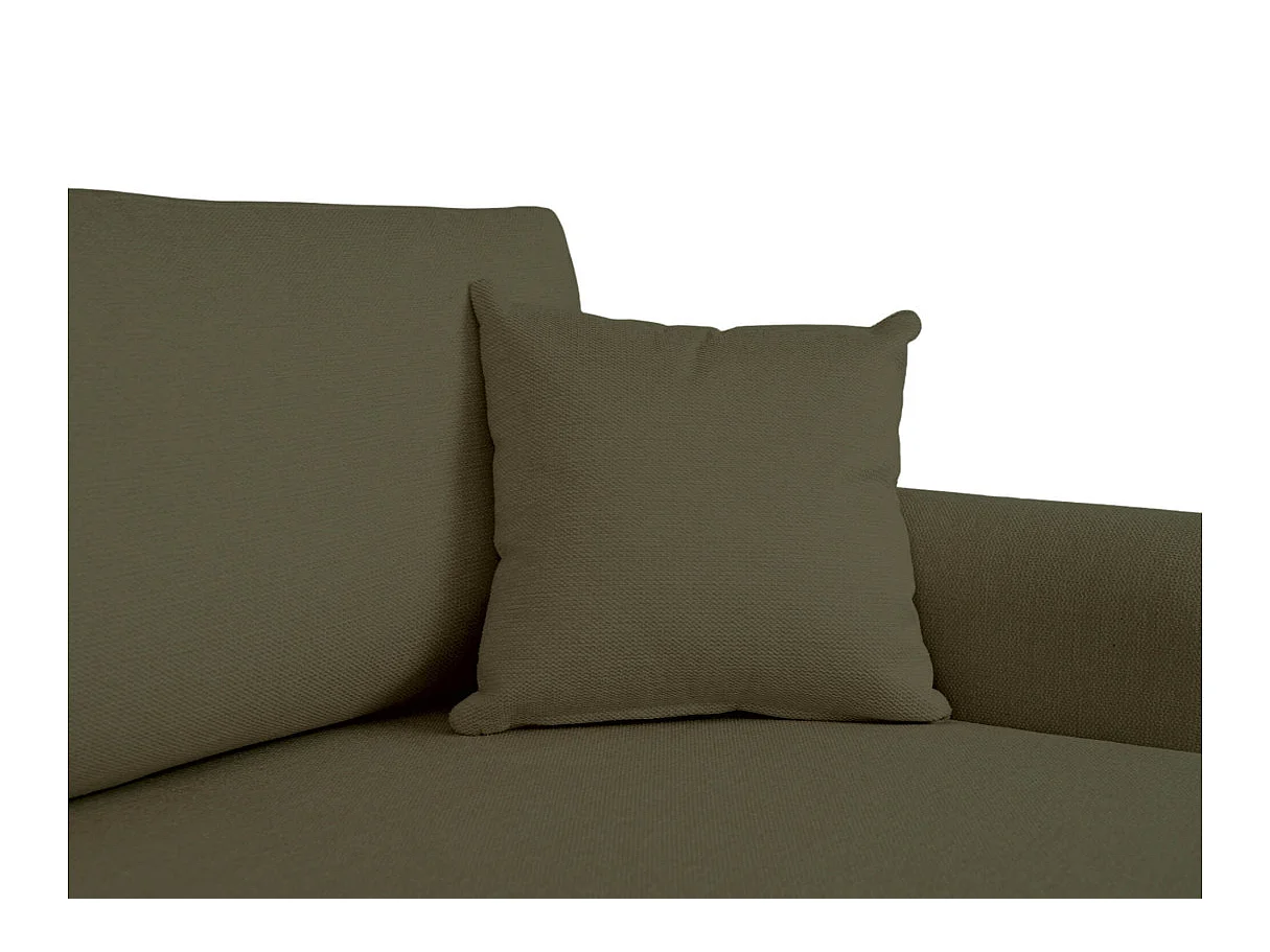 Canapé d'angle convertible 4 places avec coffre en tissu vert VERA