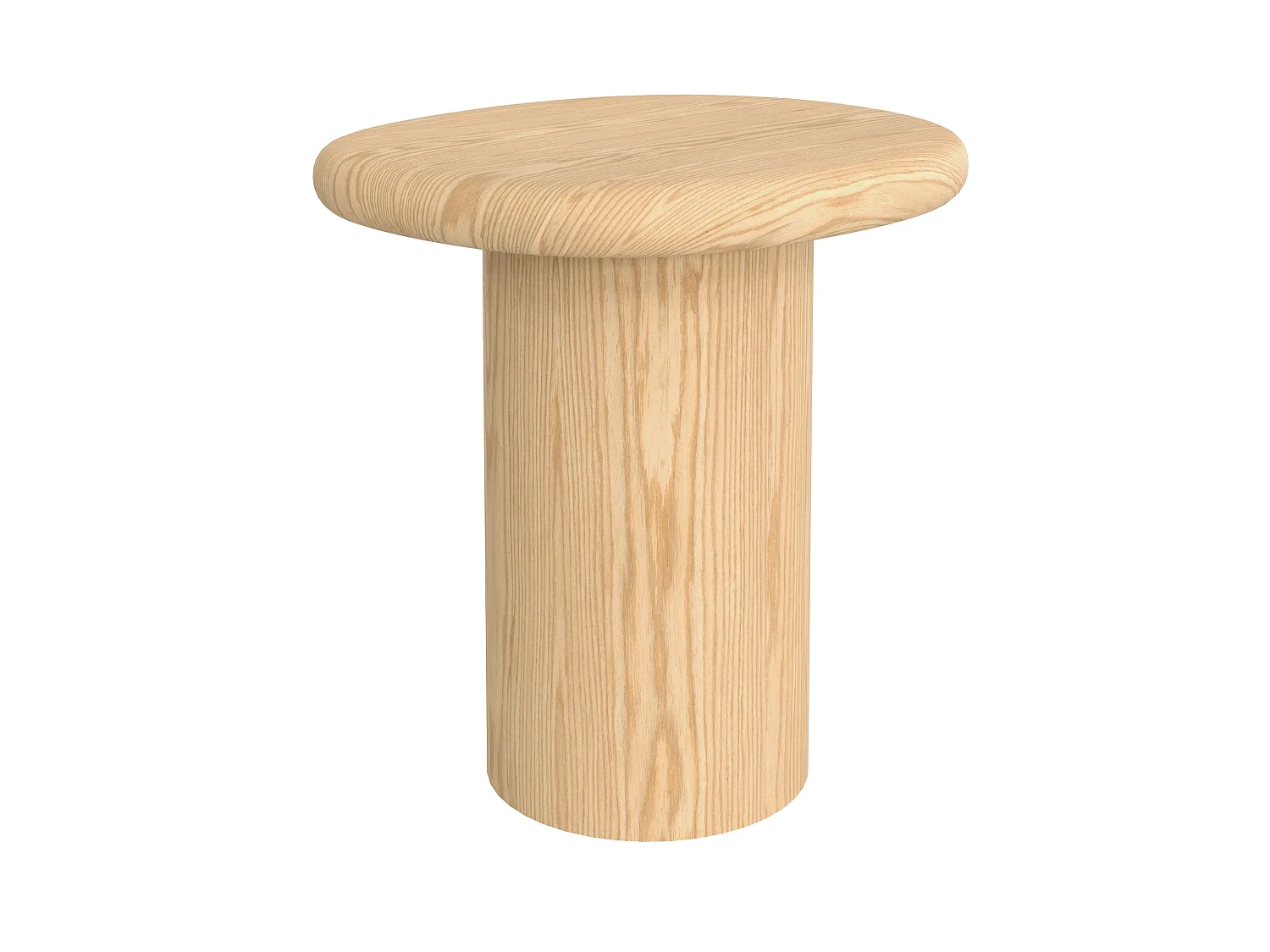 Tavolino in impiallacciatura di rovere bianco, D48,5 cm - Nubia