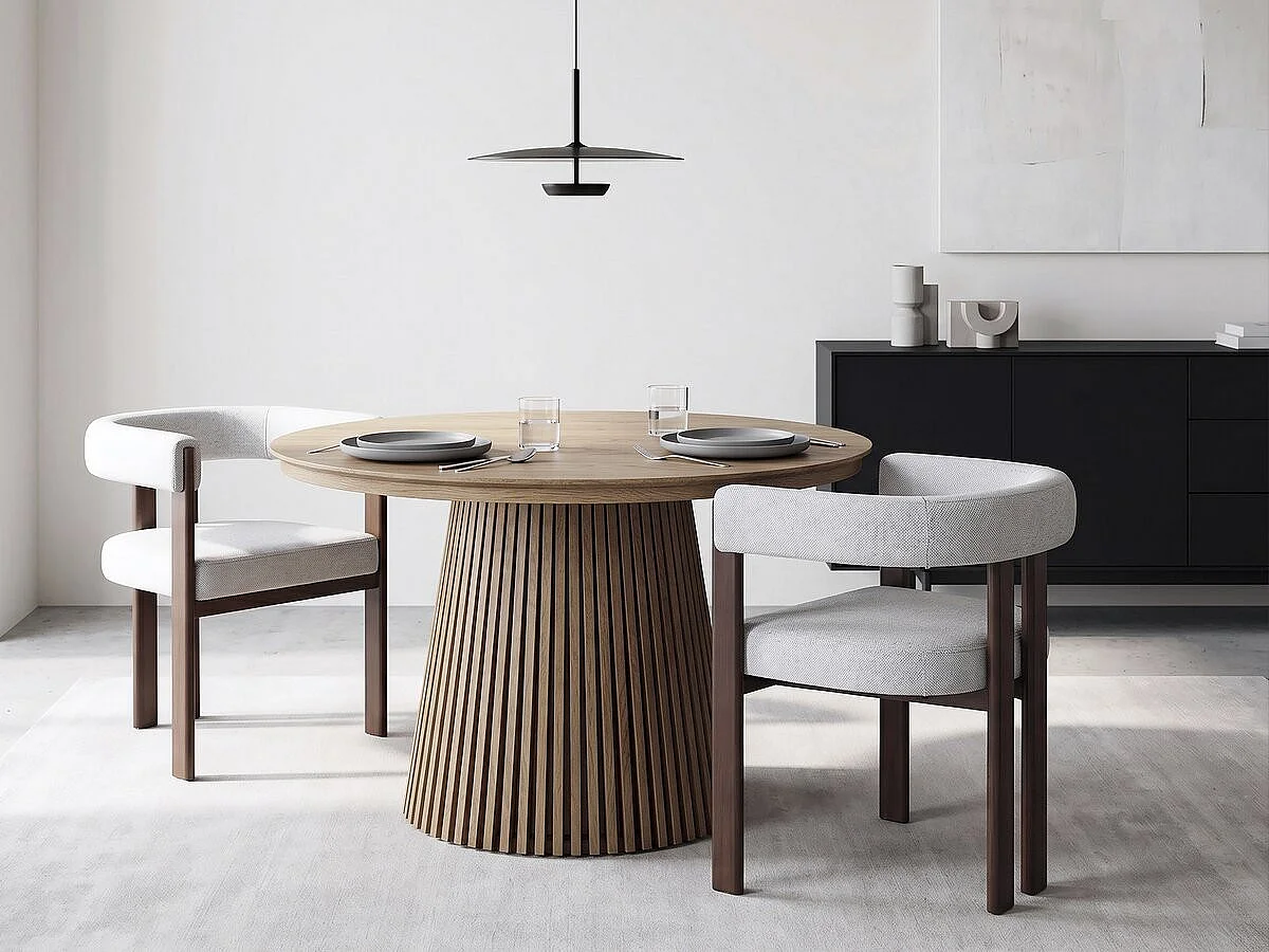 Fauteuil de salle à manger imitation bois "Neora" - Gris clair