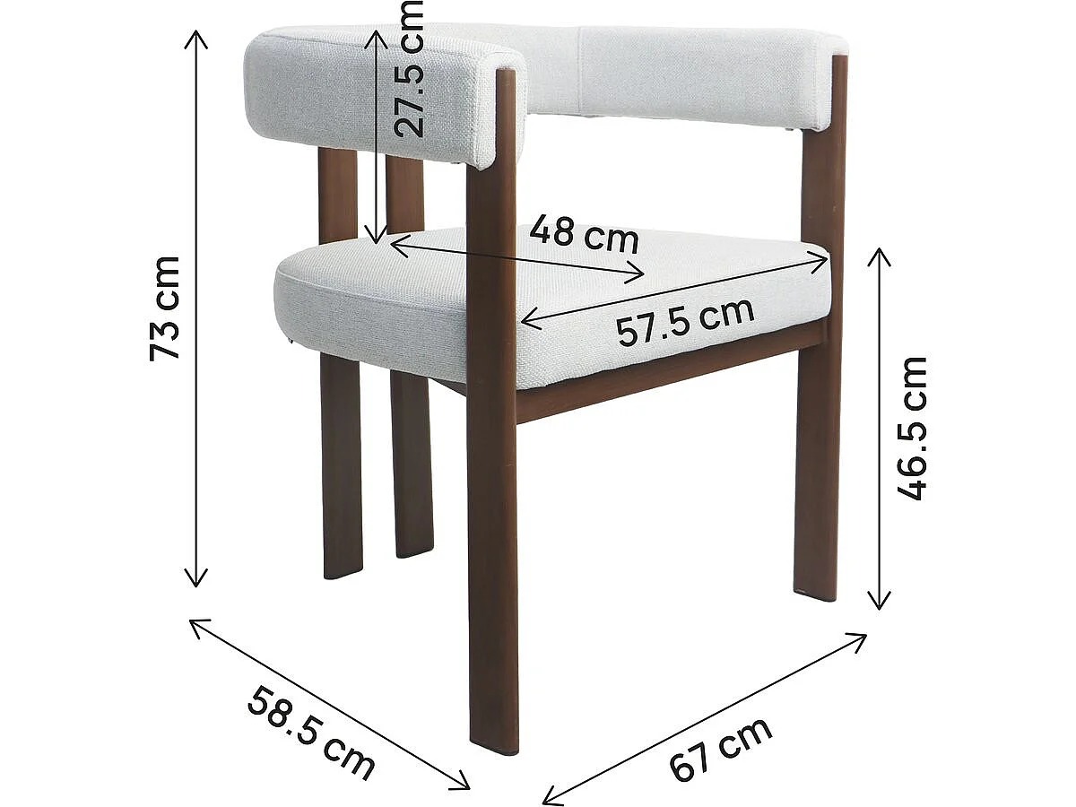 Fauteuil de salle à manger imitation bois "Neora" - Gris clair