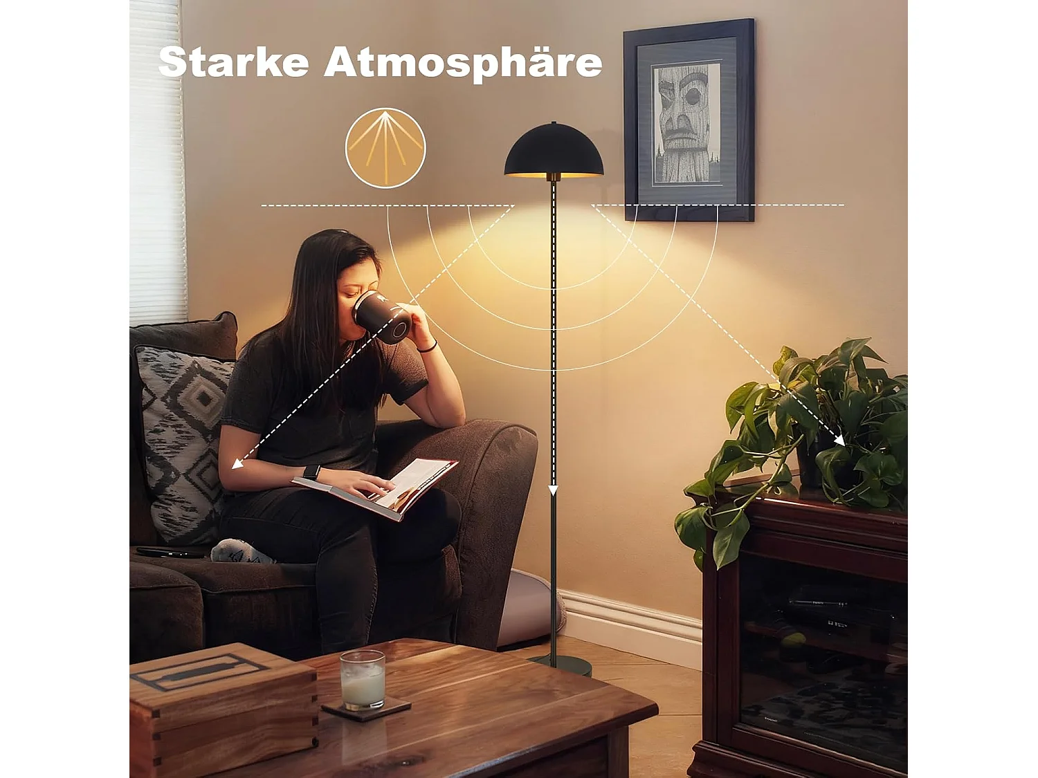 ZMH Lampadaire Moderne Noir et Doré E27 Abat-jour Tissu Ø30cm Max 40W 170cm Pour Salon Chambre Sans Ampoule