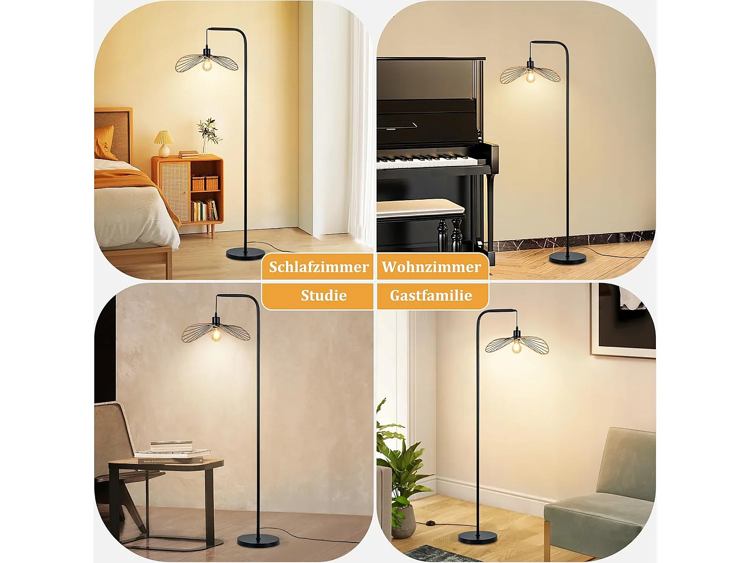ZMH Lampadaire Vintage 1 Lumière Noir Métal Industriel E27 Interrupteur au Pied Pour Salon Chambre Bureau Sans Ampoule