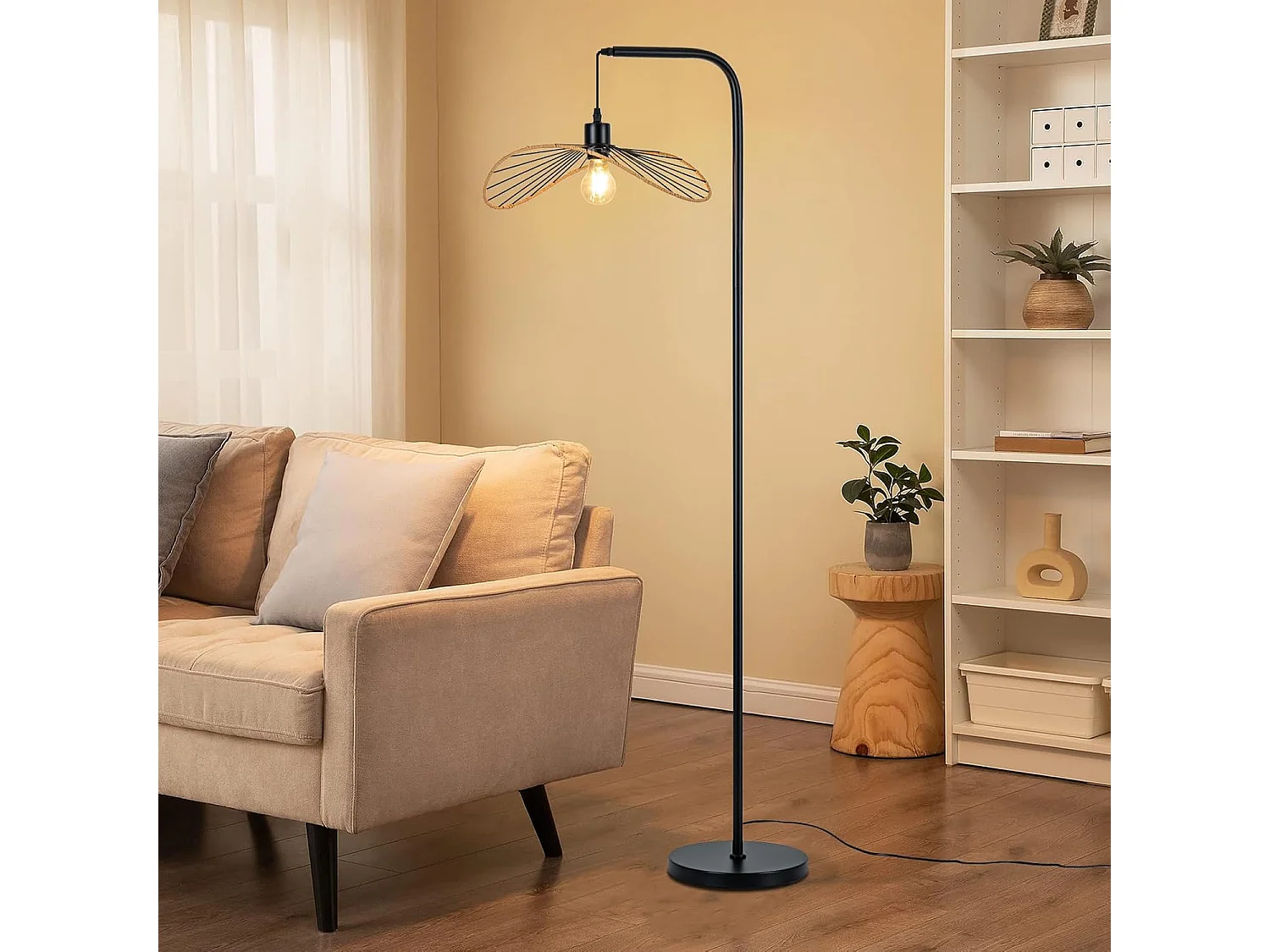 ZMH Lampadaire Vintage 1 Lumière Noir Métal Industriel E27 Interrupteur au Pied Pour Salon Chambre Bureau Sans Ampoule
