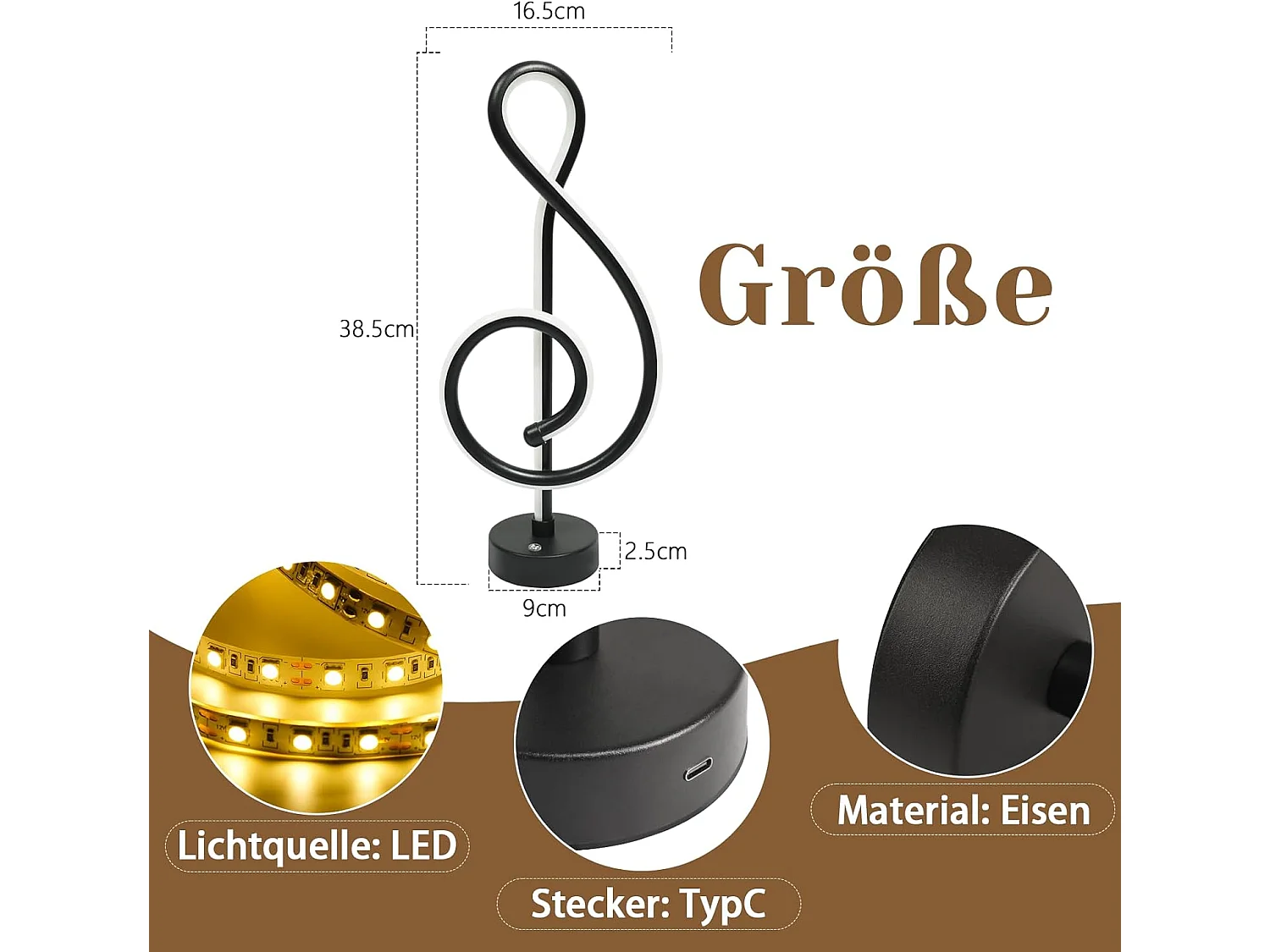 ZMH Lampe de Table LED Sans Fil Noir Tactile Dimmable Rechargeable USB Pour Chambre Sans Câble