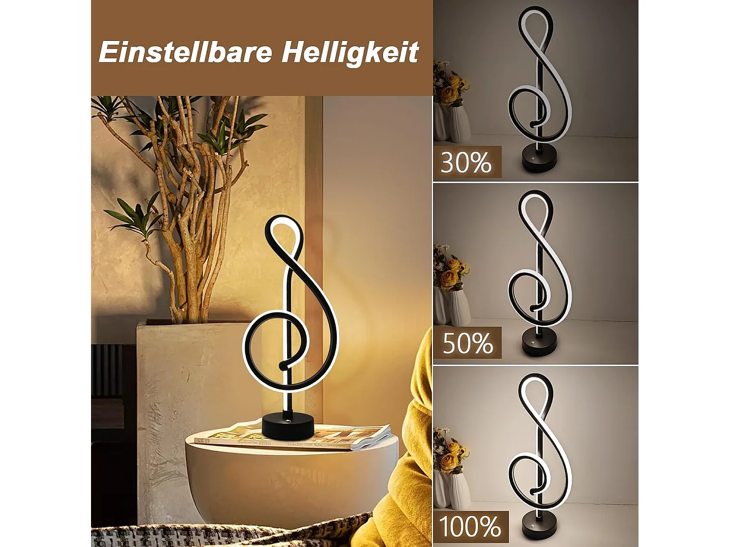 ZMH Lampe de Table LED Sans Fil Noir Tactile Dimmable Rechargeable USB Pour Chambre Sans Câble
