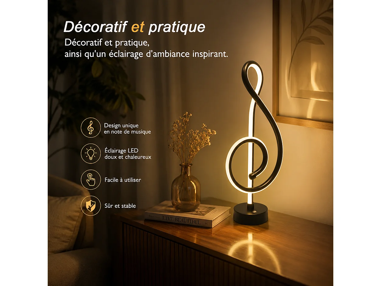 ZMH Lampe de Table LED Sans Fil Noir Tactile Dimmable Rechargeable USB Pour Chambre Sans Câble