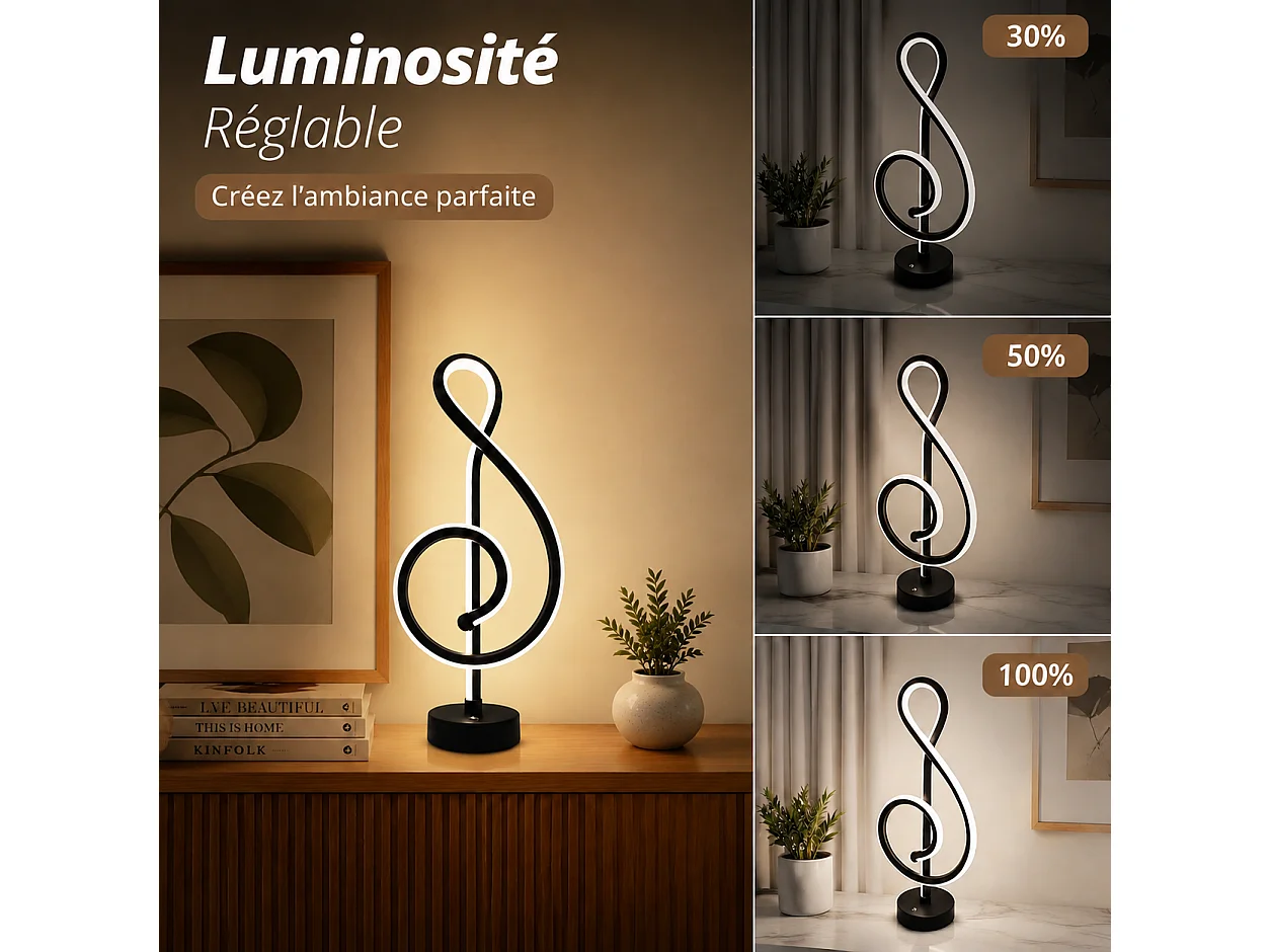 ZMH Lampe de Table LED Sans Fil Noir Tactile Dimmable Rechargeable USB Pour Chambre Sans Câble