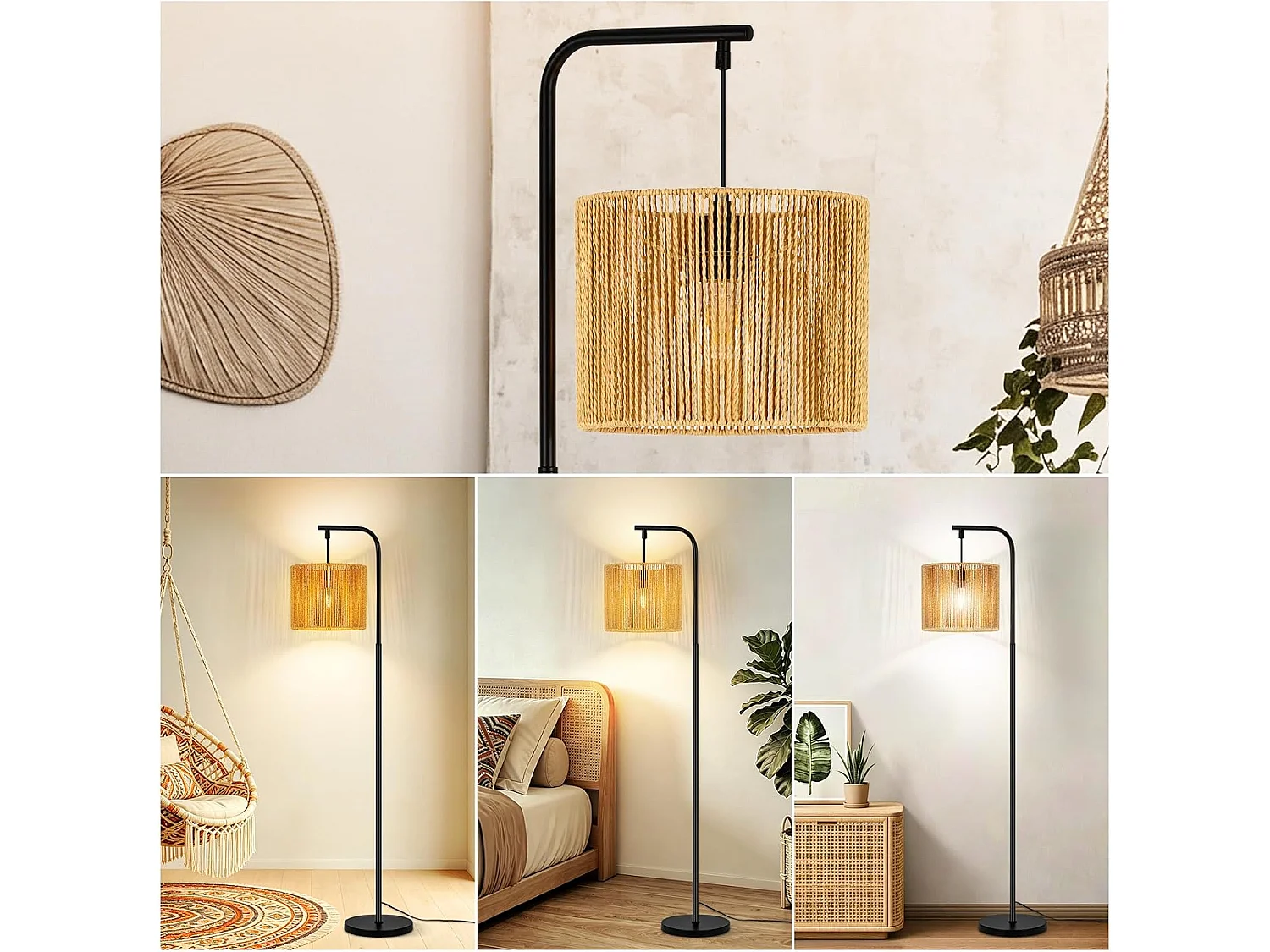 ZMH Lampadaire noir vintage E27 40W lampadaire salon avec interrupteur au pied 164cm pour la chambre la terrasse le bureau