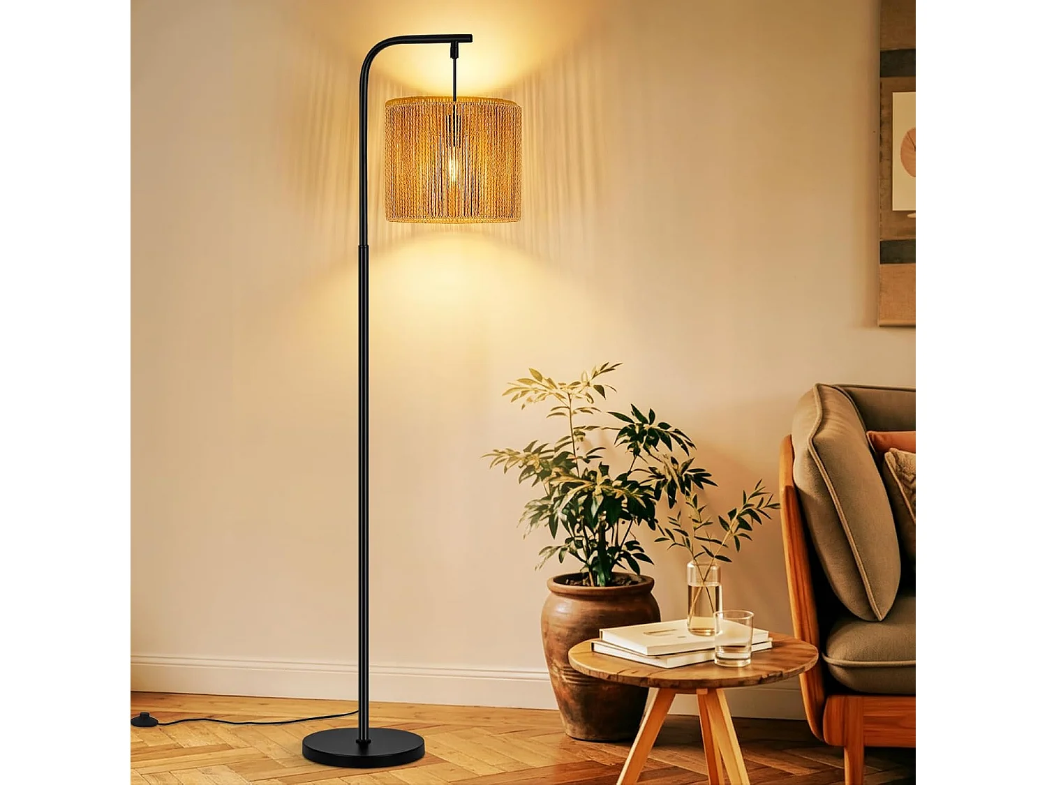 ZMH Lampadaire noir vintage E27 40W lampadaire salon avec interrupteur au pied 164cm pour la chambre la terrasse le bureau