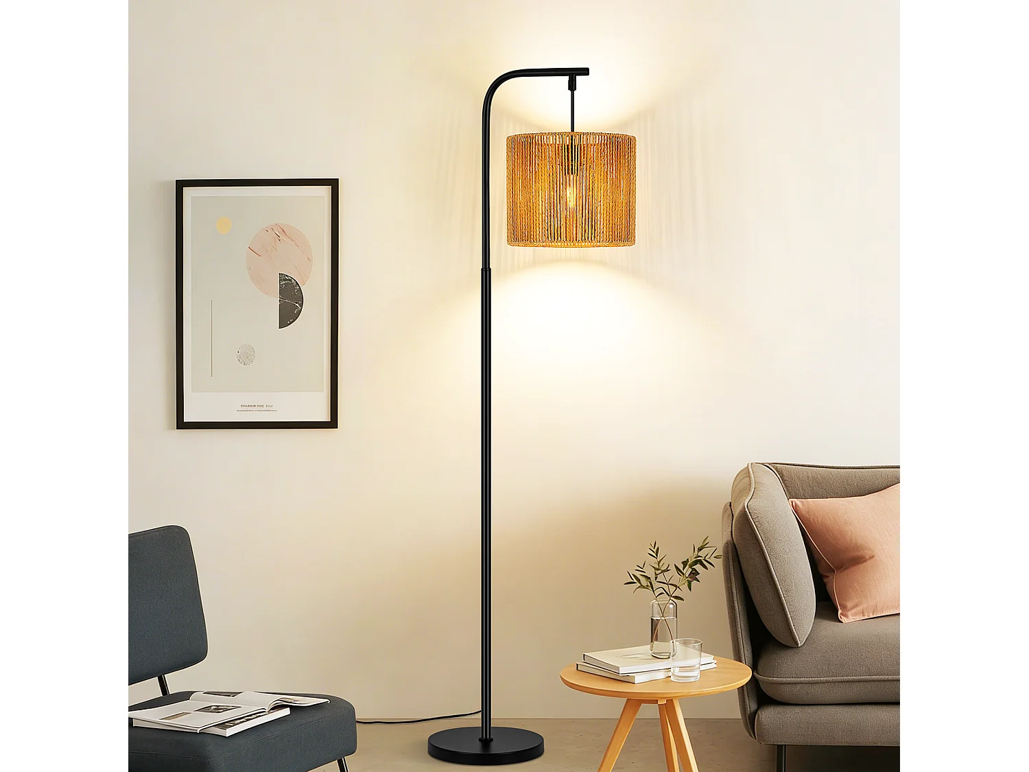 ZMH Lampadaire noir vintage E27 40W lampadaire salon avec interrupteur au pied 164cm pour la chambre la terrasse le bureau