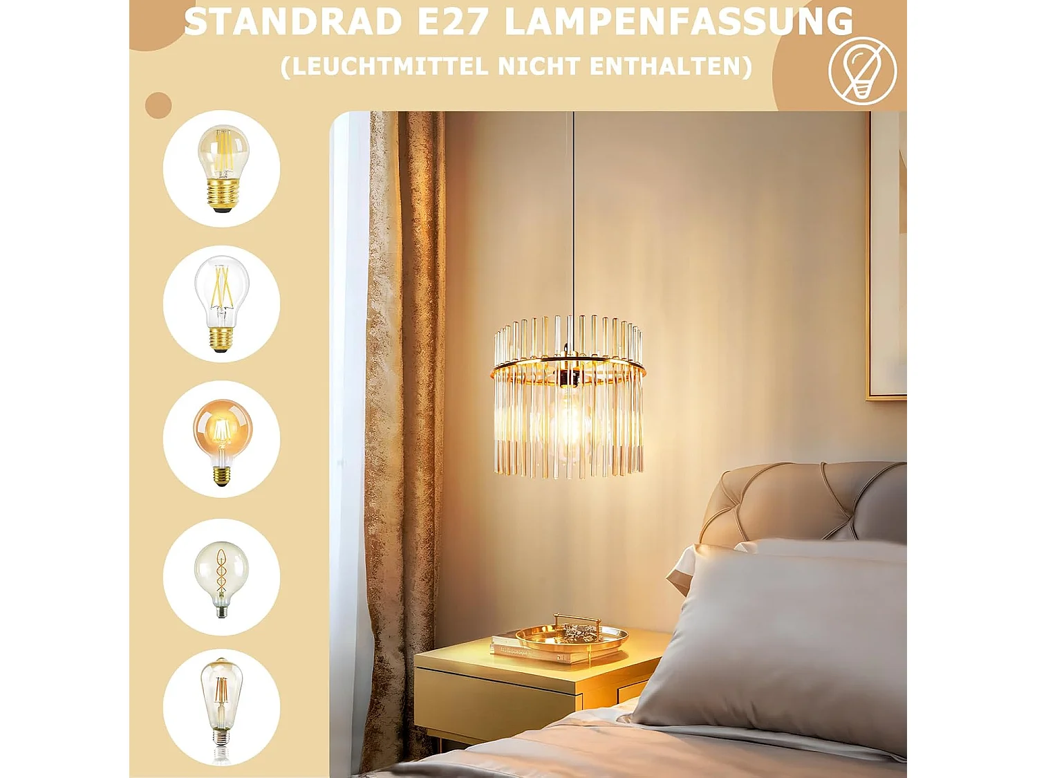 ZMH Suspension 1 Lumière - Verre Doré Lustre Rétro E27- Pour Salle à manger café bar salon  ( Sans Ampoule )