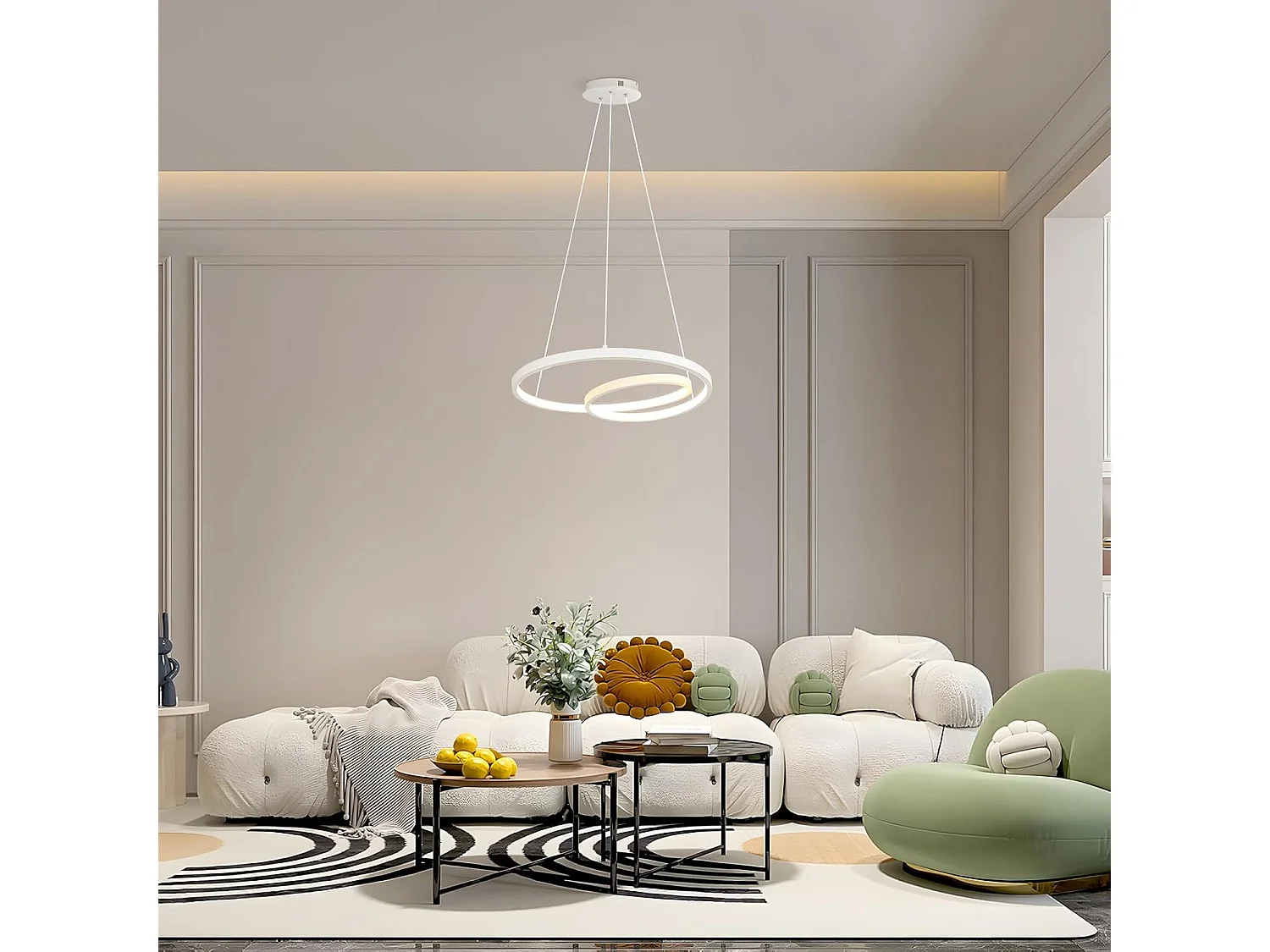 ZMH Suspension LED Dimmable Blanc 34W Design Moderne avec Télécommande 40cm Pour Salle à Manger Salon Cuisine