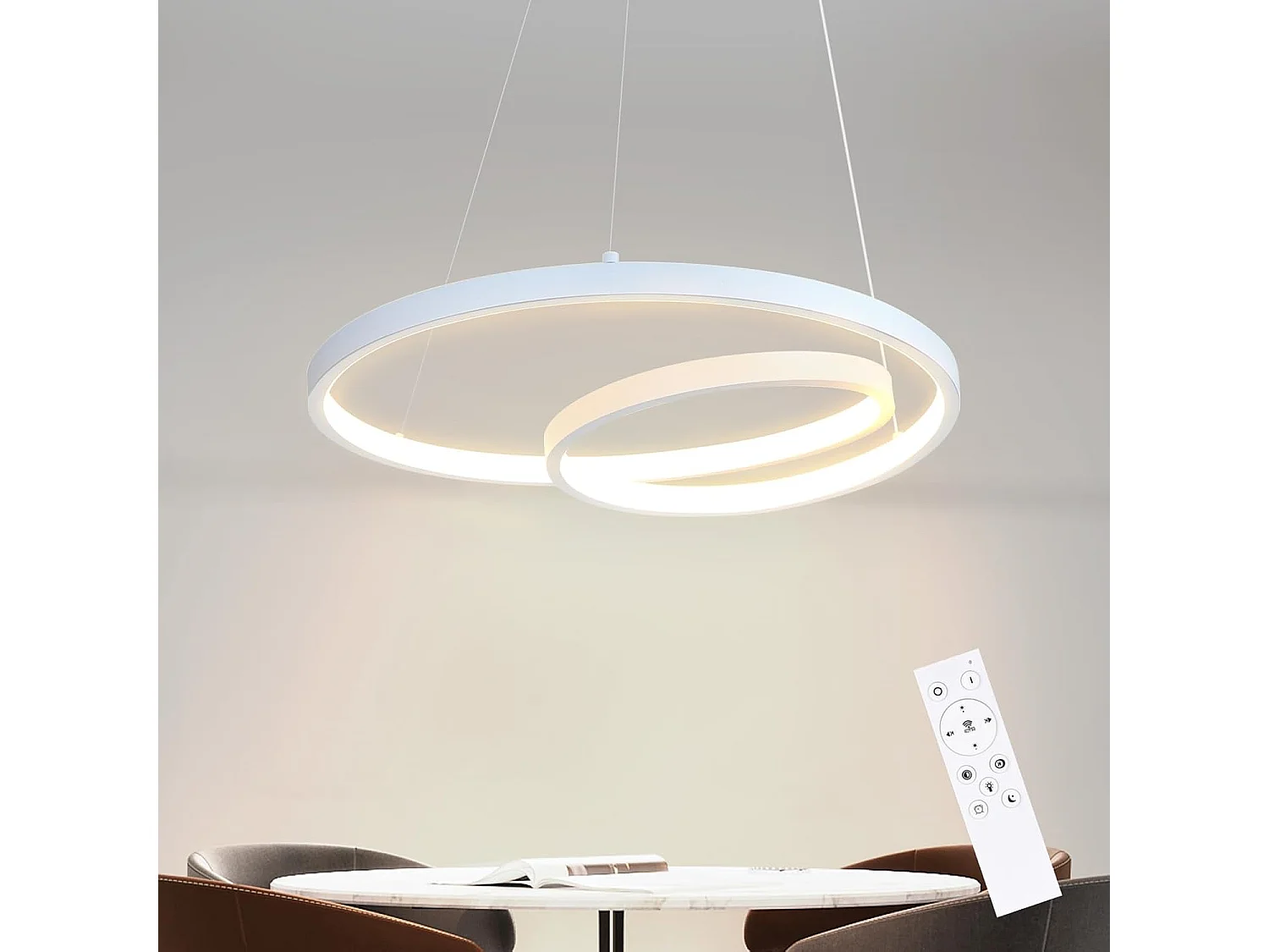 ZMH Suspension LED Dimmable Blanc 34W Design Moderne avec Télécommande 40cm Pour Salle à Manger Salon Cuisine