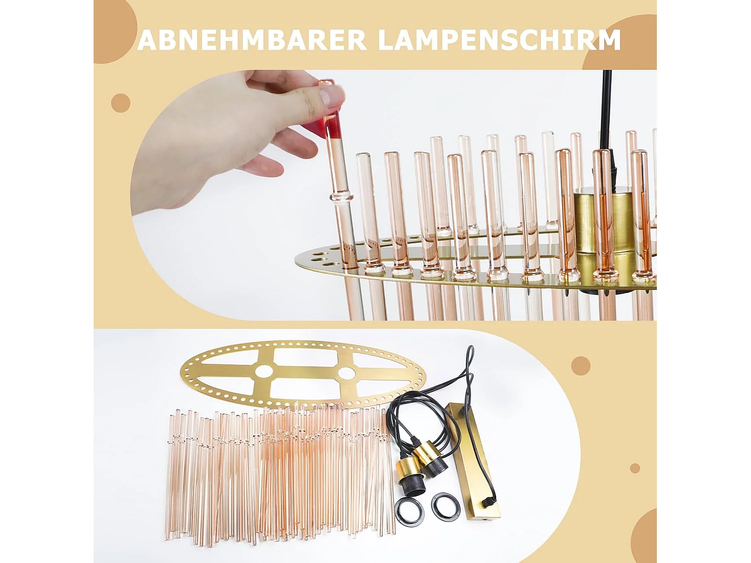 ZMH Suspension E27 Verre Doré 2 Flammes Pour Cuisine Salon (sans Ampoule)