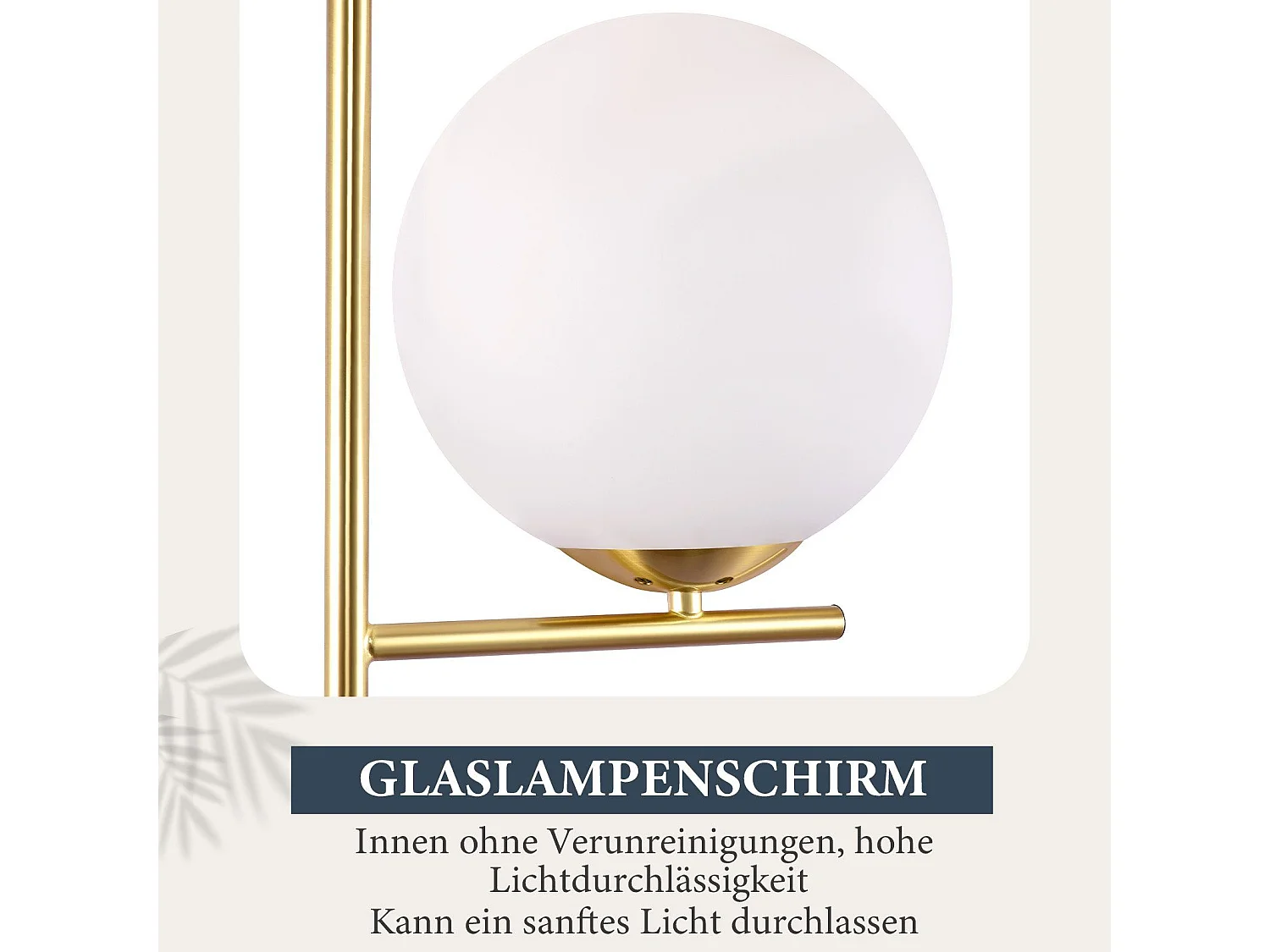 ZMH Lampadaire Salon 1 flamme Doré E27 Globe en verre blanc avec finition métallique industriel