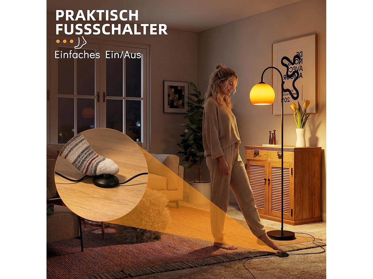 ZMH Lampadaire Arc Abat-jour Verre E27 Interrupteur au Pied 140-160cm Pour Salon Sans Ampoule