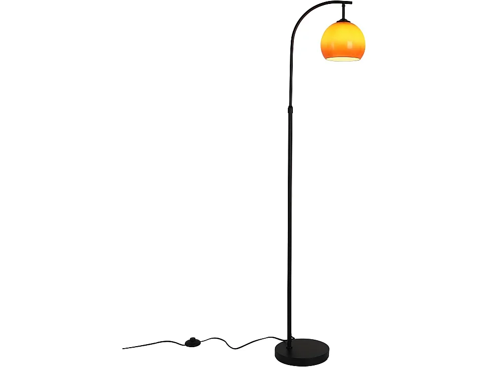 ZMH Lampadaire Arc Abat-jour Verre E27 Interrupteur au Pied Bras Orientable 140-160cm Pour Salon Chambre Bureau Sans Ampoule