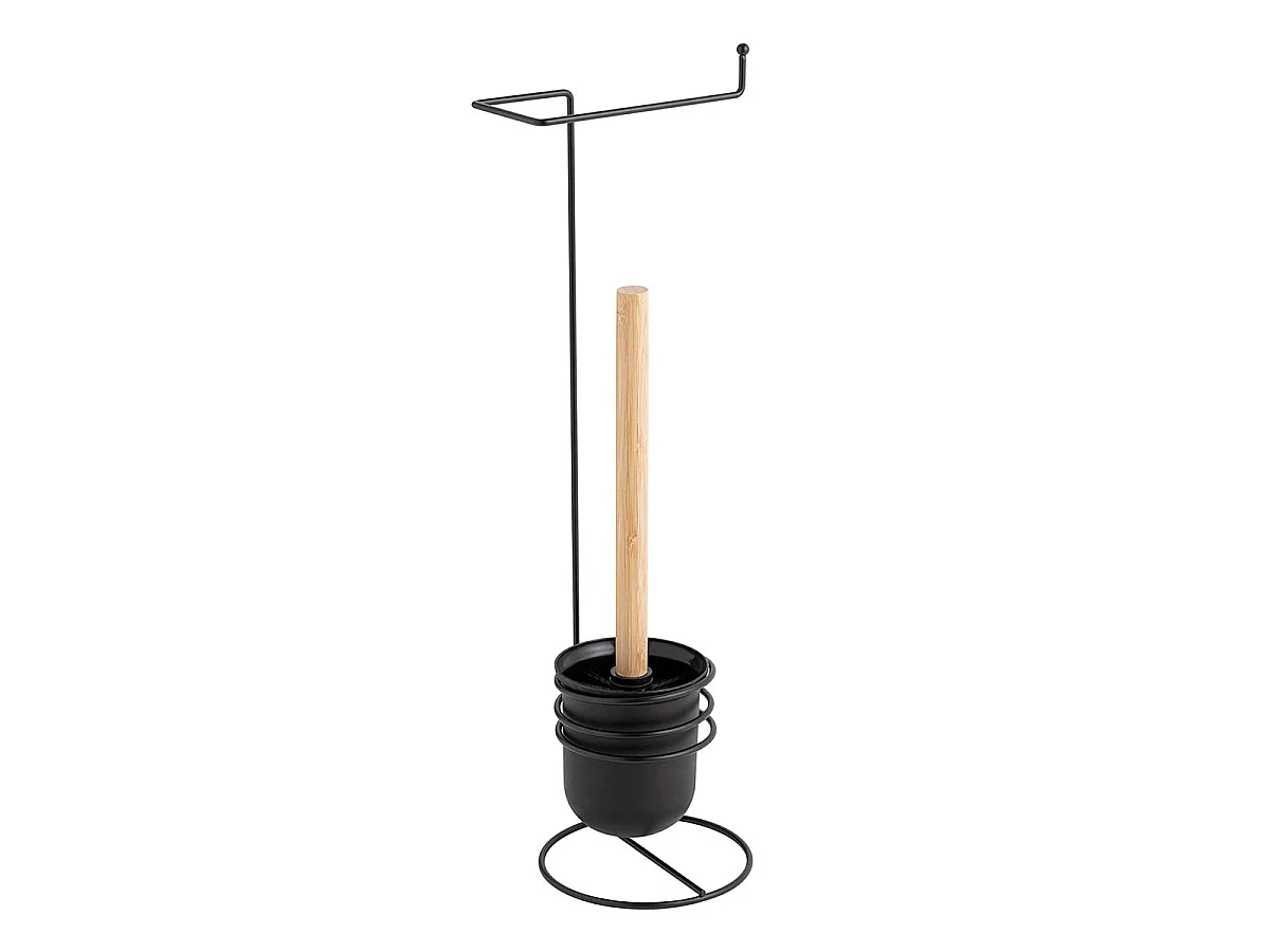 Brosse WC Avec Dérouleur Papier "Filano" 53cm Noir