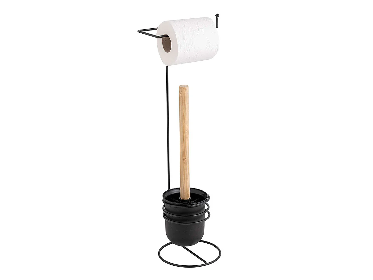 Brosse WC Avec Dérouleur Papier "Filano" 53cm Noir