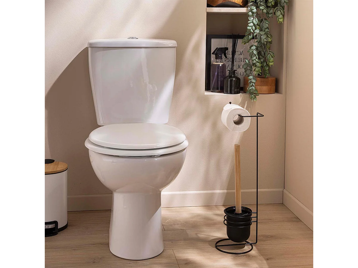 Brosse WC Avec Dérouleur Papier "Filano" 53cm Noir