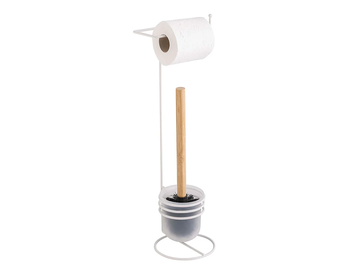 Brosse WC Avec Dérouleur Papier "Filano" 53cm Blanc