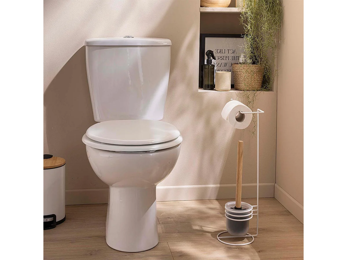 Brosse WC Avec Dérouleur Papier "Filano" 53cm Blanc