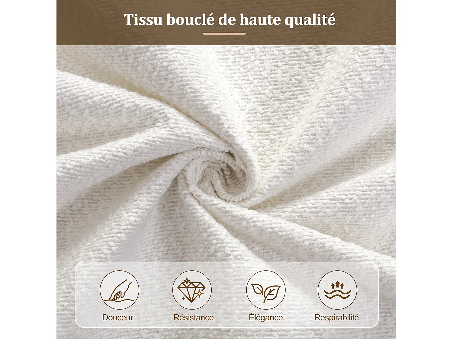 Lit coffre rembourré 160x200 cm, lit double hydraulique, sommier à lattes, tête de lit rembourrée, grand rangement, beige, bouclé