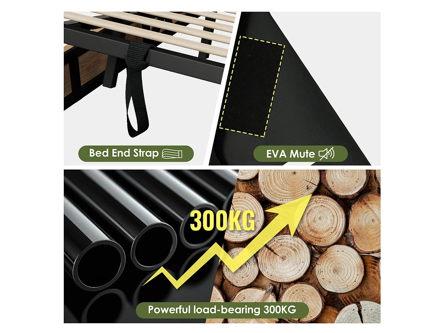 Lit coffre en bois 180x200 cm, tête de lit avec tiroirs et ports USB/Type-C, lit double hydraulique, effet chêne