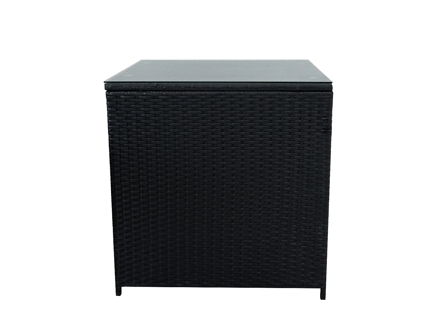 Salon de Jardin Polyrotin Noir 11 Places Canapés Table Tabourets Foyer Gaz