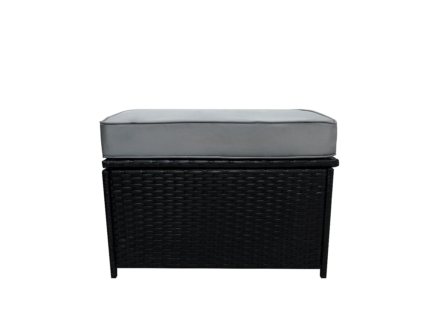 Salon de Jardin Polyrotin Noir 11 Places Canapés Table Tabourets Foyer Gaz