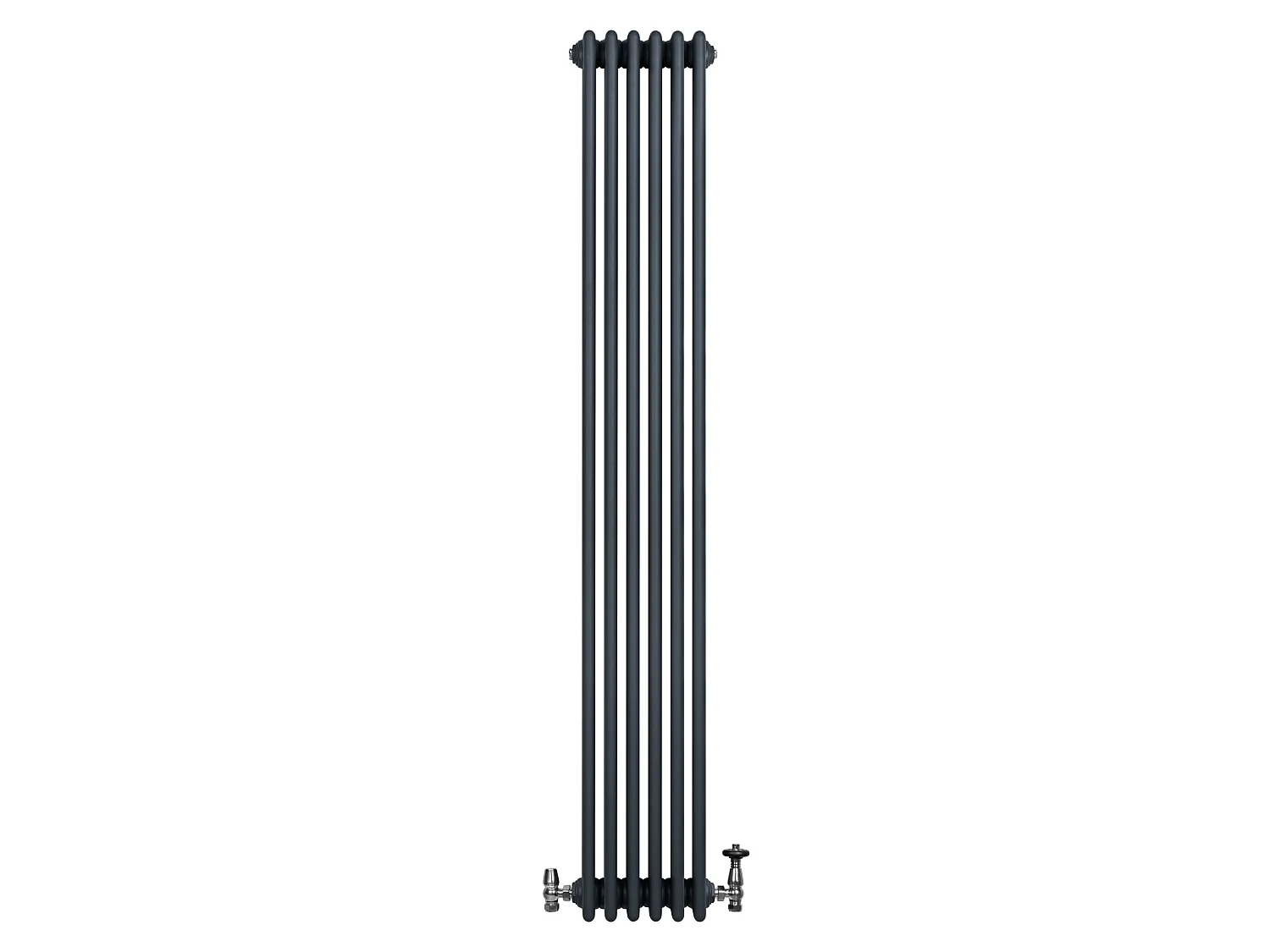 Radiador Vertical 4 Columnas Gris Antracita 1800x290 mm con Válvulas Termostáticas  Radiador Tradicional de Acero 1728W, , Incluye Soportes, Kit y Cepillo