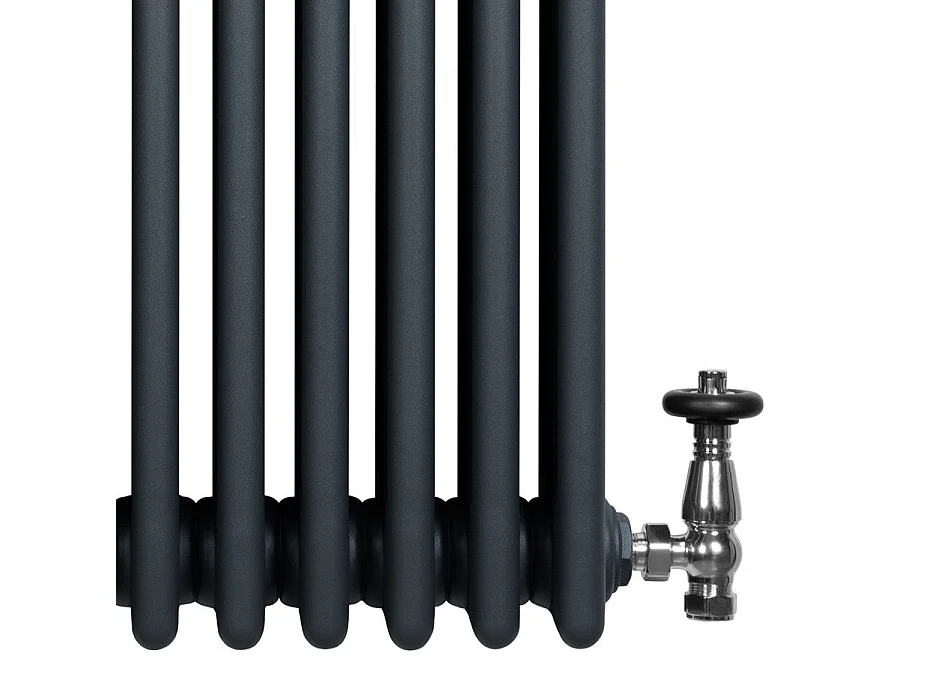 Radiador Vertical 4 Columnas Gris Antracita 1800x290 mm con Válvulas Termostáticas  Radiador Tradicional de Acero 1728W, , Incluye Soportes, Kit y Cepillo
