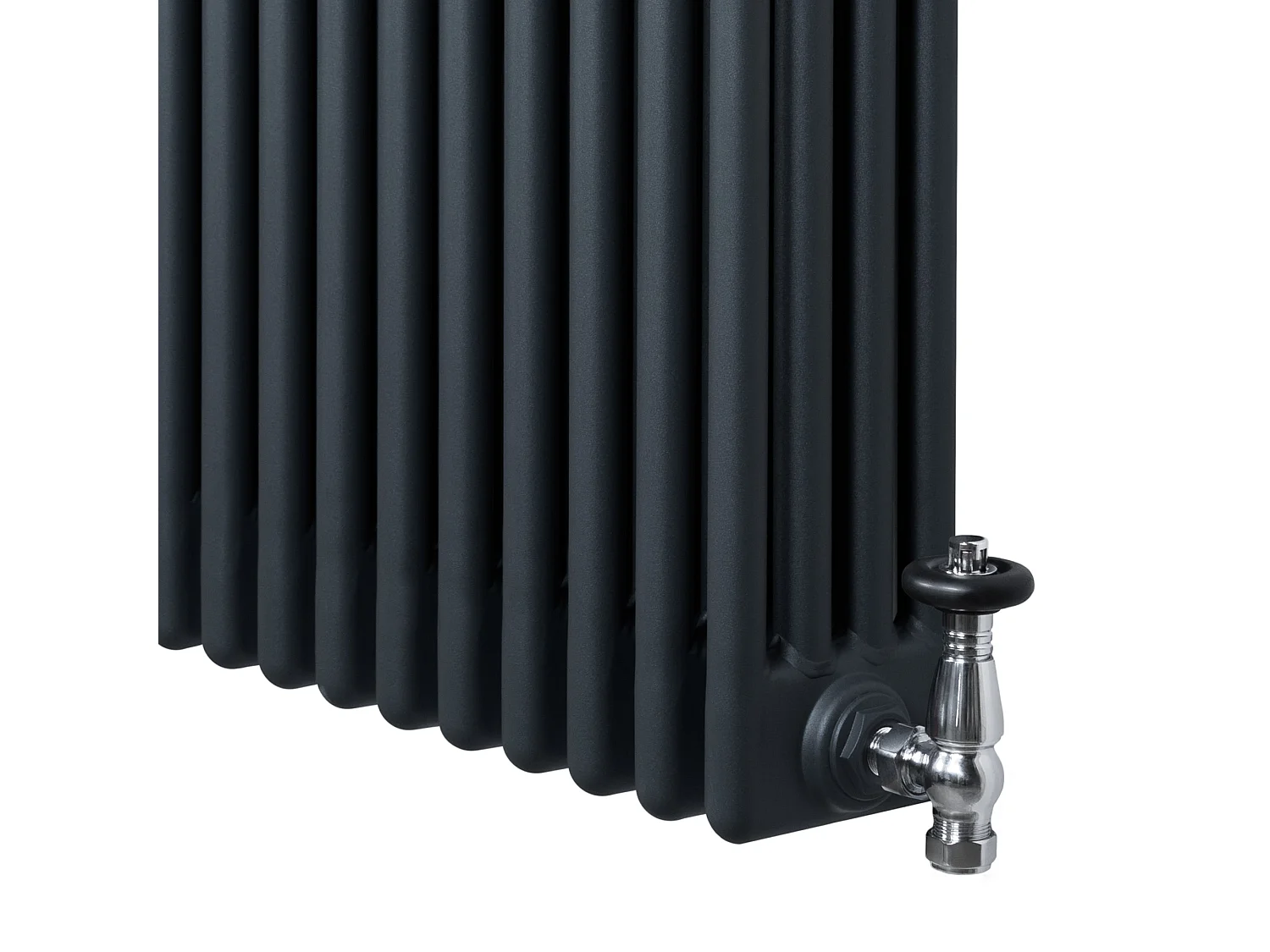 Radiador Vertical 4 Columnas Gris Antracita 1800x290 mm con Válvulas Termostáticas  Radiador Tradicional de Acero 1728W, , Incluye Soportes, Kit y Cepillo