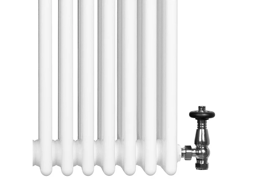 Radiador Horizontal 4 Columnas Blanco 300x1010 mm con Válvulas Termostáticas  Radiador Tradicional de Acero, 1114W,   Incluye Soportes, Kit y Cepillo