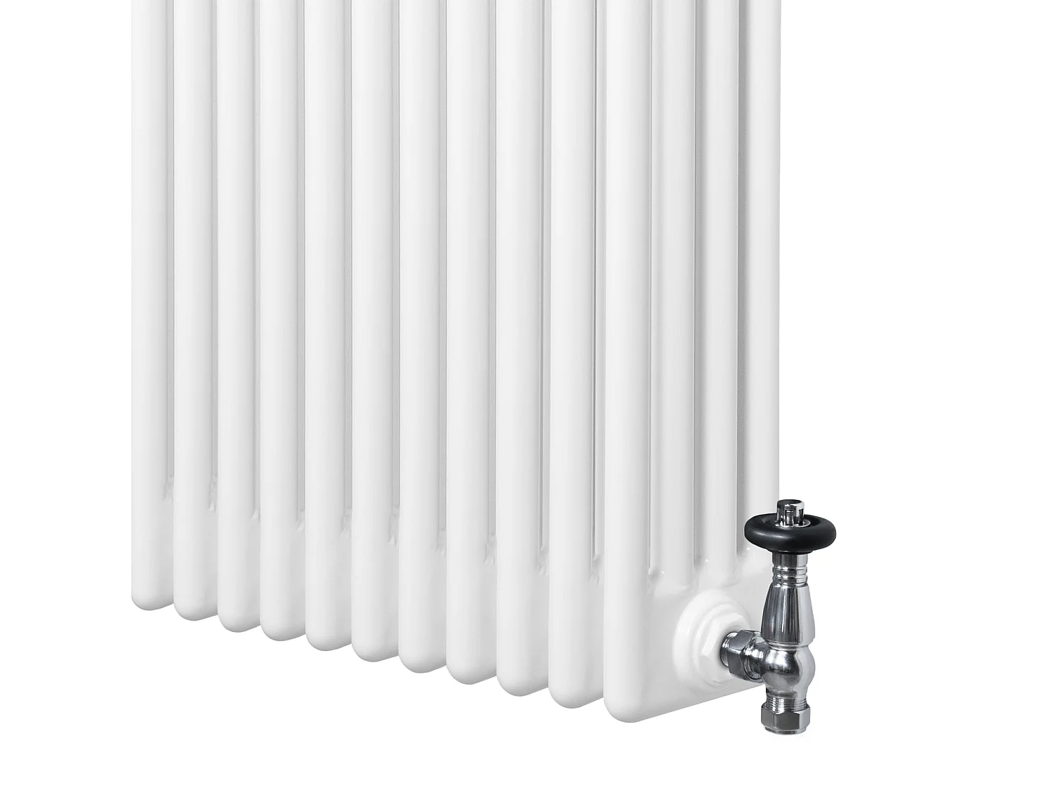 Radiador Horizontal 4 Columnas Blanco 300x1010 mm con Válvulas Termostáticas  Radiador Tradicional de Acero, 1114W,   Incluye Soportes, Kit y Cepillo