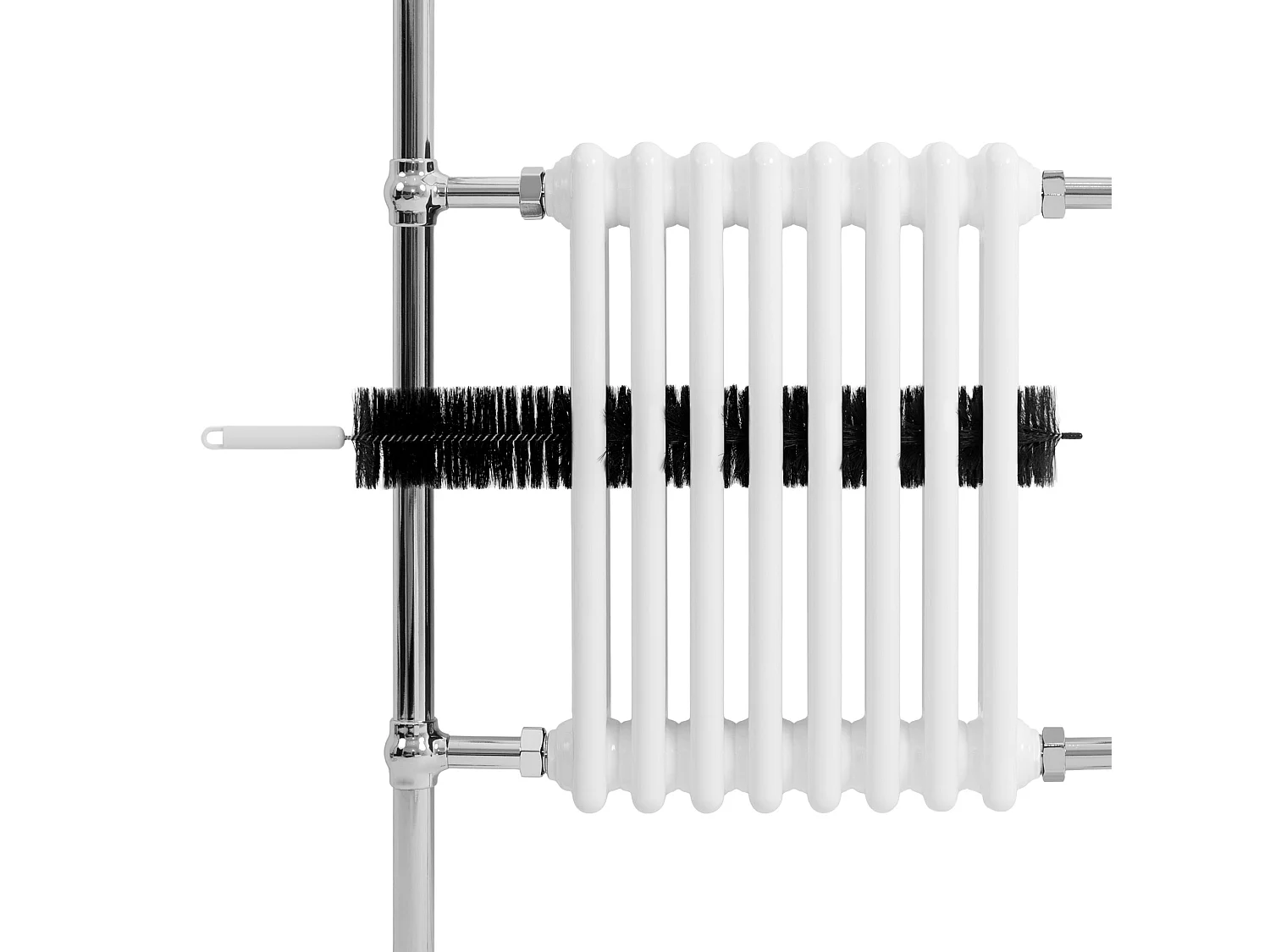 Radiador Toalheiro Tradicional Casa de Banho 950x660 mm Branco, Toalheiro Aquecido com Barra Cromada, 895 W, 8 Colunas, Estilo Clássico Vintage