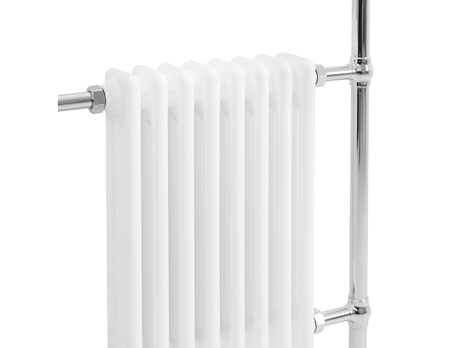 Radiador Toalheiro Tradicional Casa de Banho 950x660 mm Branco, Toalheiro Aquecido com Barra Cromada, 895 W, 8 Colunas, Estilo Clássico Vintage