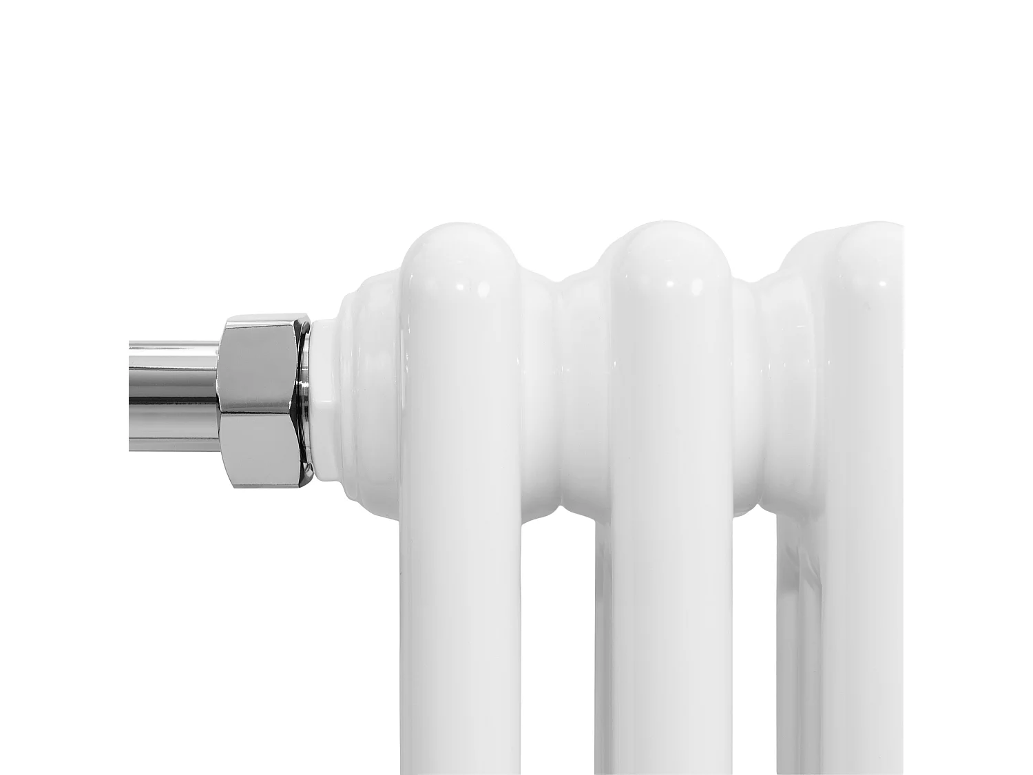 Radiador Toalheiro Tradicional Casa de Banho 950x480 mm Branco, Toalheiro Aquecido com Barra Cromada, 512 W, 4 Colunas, Estilo Clássico Vintage