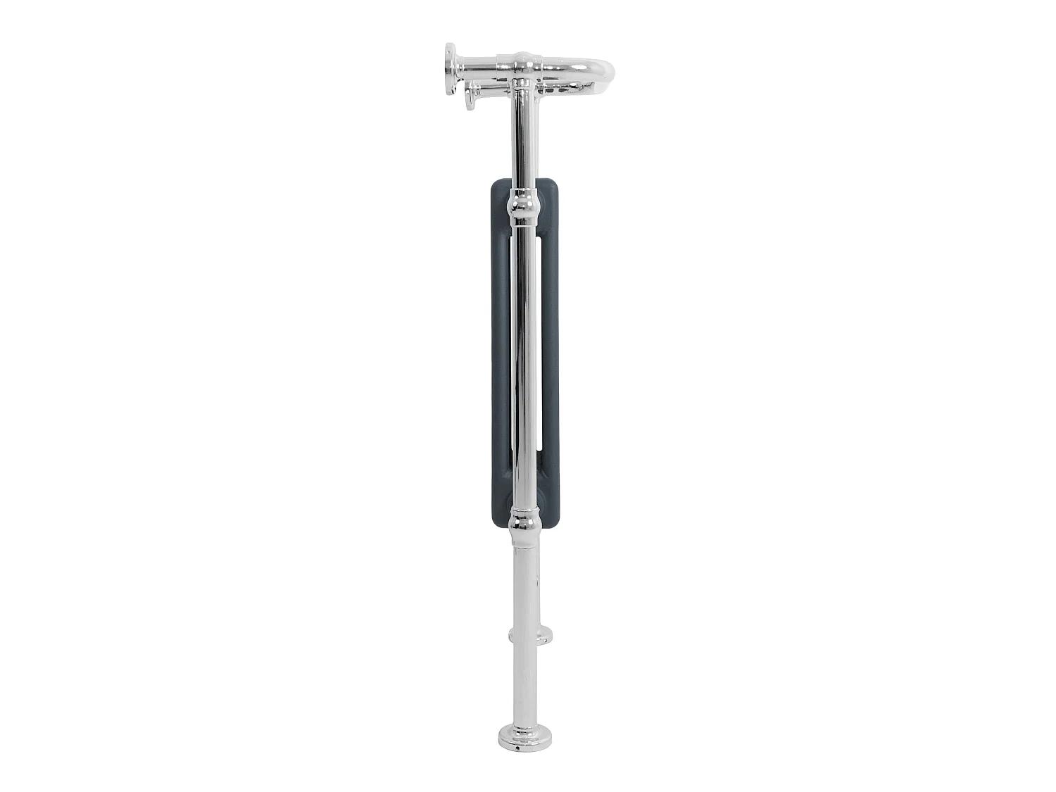 Radiador Toalheiro Tradicional Casa de Banho 950x570 mm Cinza Antracite, Toalheiro Aquecido com Barra Cromada, 704 W, 6 Colunas, Estilo Clássico Vintage