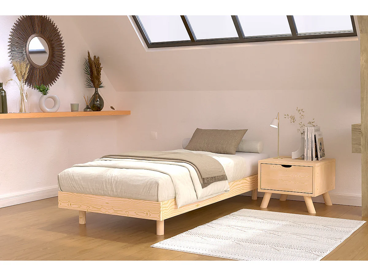 Lattenbodem 1-persoons hout Kit France - 80x200, Onbehandeld (zonder vernis)