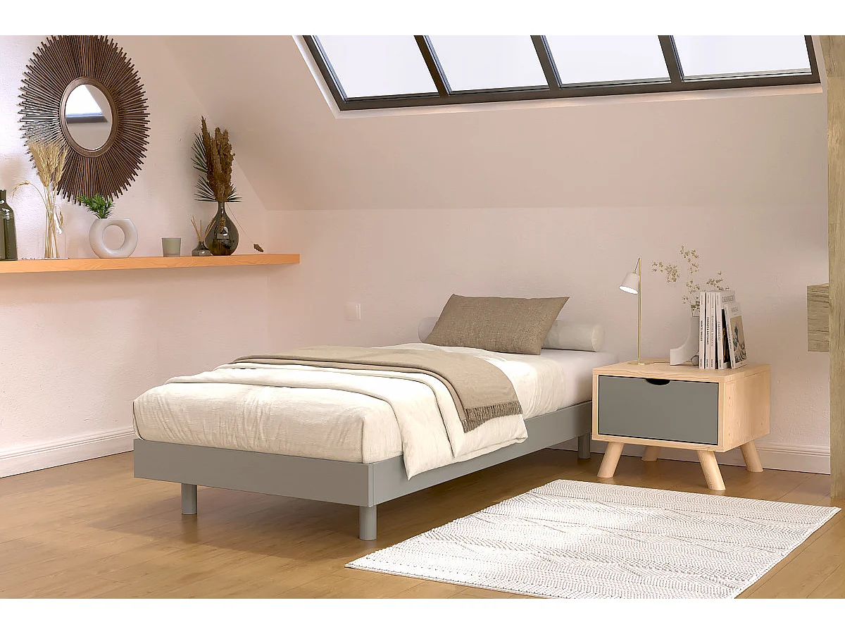Lattenbodem 1-persoons hout Kit France - 80x200, Grijs