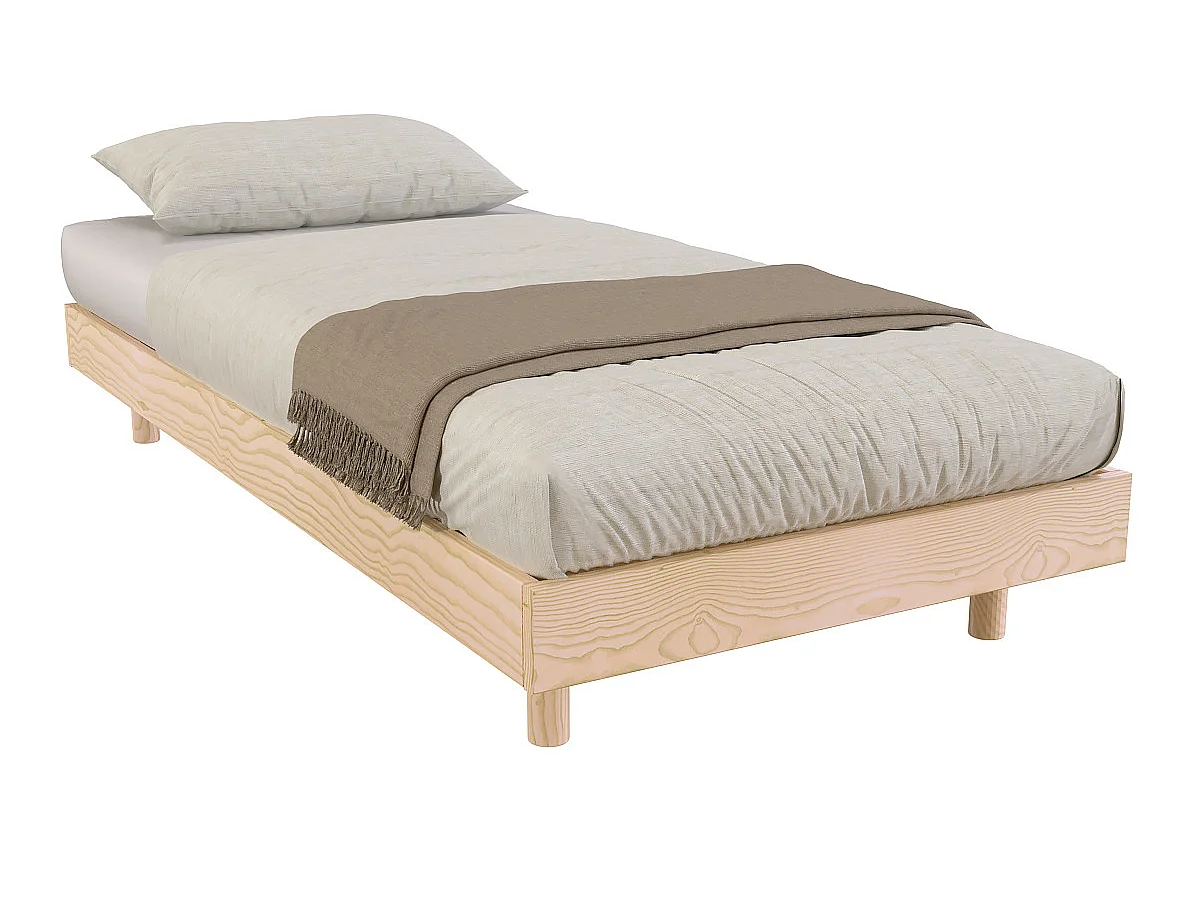 Lattenbodem 1-persoons hout Kit France - 80x200, Naturel gevernist