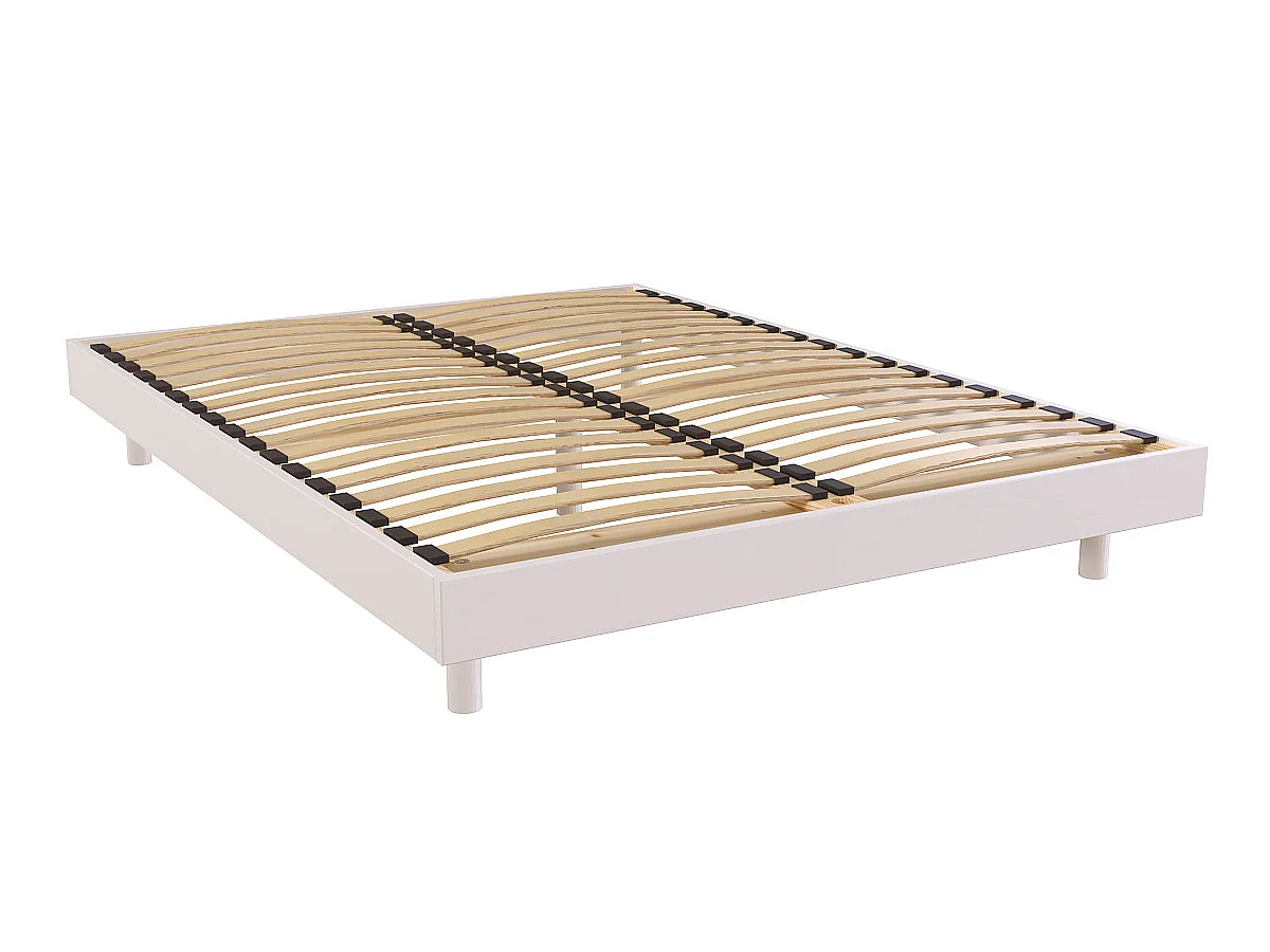 Sommier à lattes 2 places bois Kit France - 140x190, Blanc