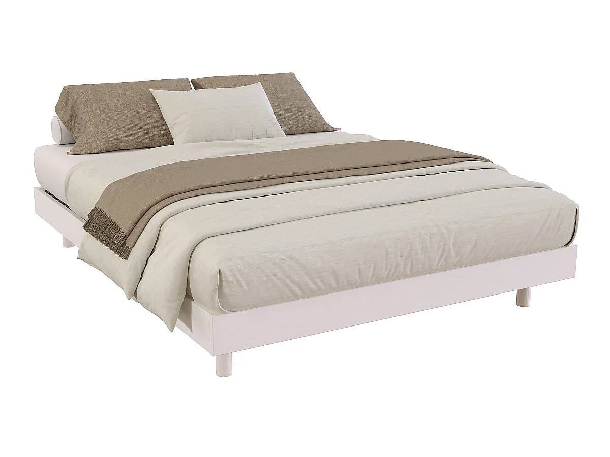 Sommier à lattes 2 places bois Kit France - 140x190, Blanc