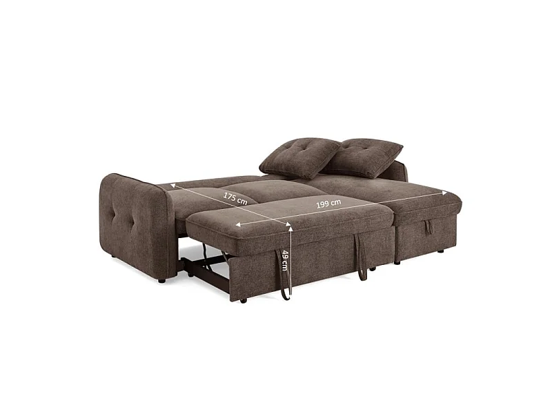 Canapé d'angle convertible réversible chenille 4 places marron DEAUVILLE