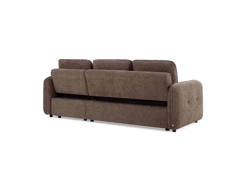 Canapé d'angle convertible réversible chenille 4 places marron DEAUVILLE